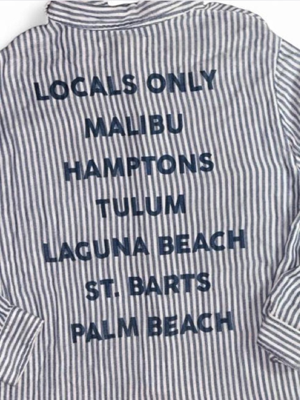 ⁠Vintage Havana Stripe Button Down Shirt Locals Only Malibu Hamptons Beachy⁠